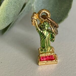 Statue of Liberty charm mini small New York USA gold tone color enamel